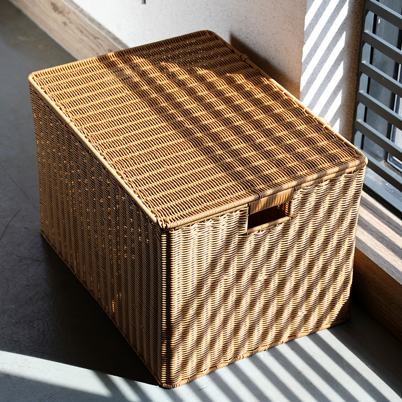 Japanese Lifestyle Goods - 大型収納ボックスカバー リビングルーム用 本 おもちゃオーガナイザー 和風フリップカバー プラスチック収納ボックス