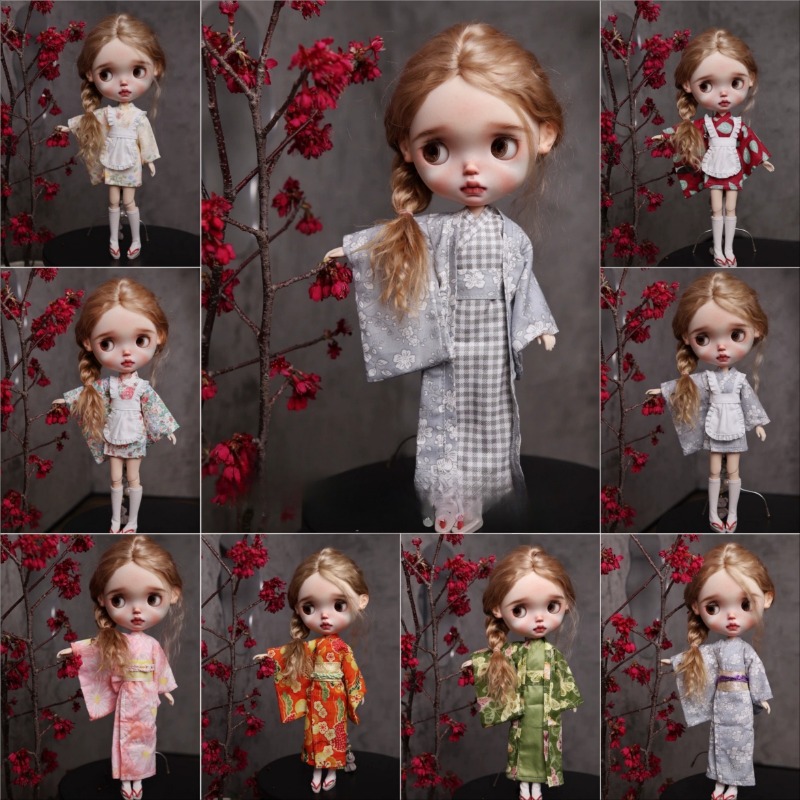 Japanese Lifestyle Goods - メイドスタイル和風着物浴衣スカート服モデル 1/6 ブライス人形 Ob24 アクションフィギュアボディ用