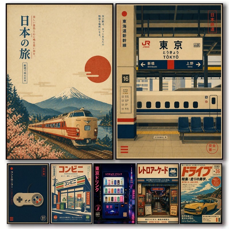 ヴィンテージ日本の伝統的な店舗鉄道駅ゲームアーケードカーポス - Japanese Lifestyle Store のレビューと価格